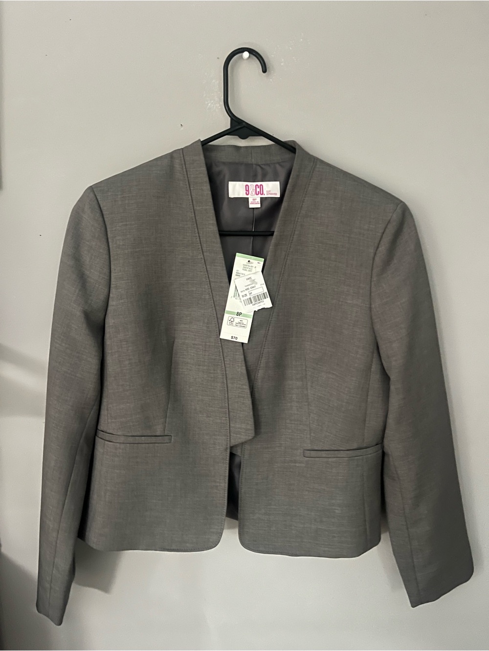 Women's 9 & Co. Gray Open-Collar Blazer